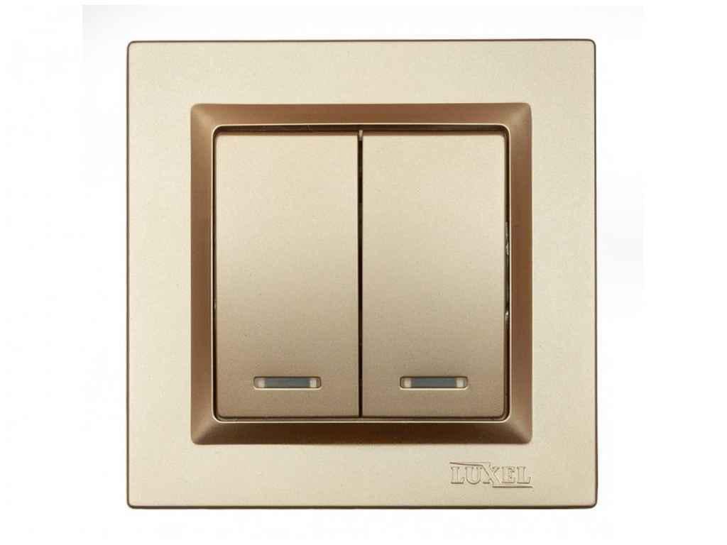 Выключатель Luxel двойной с подсветкой JAZ (1017603)