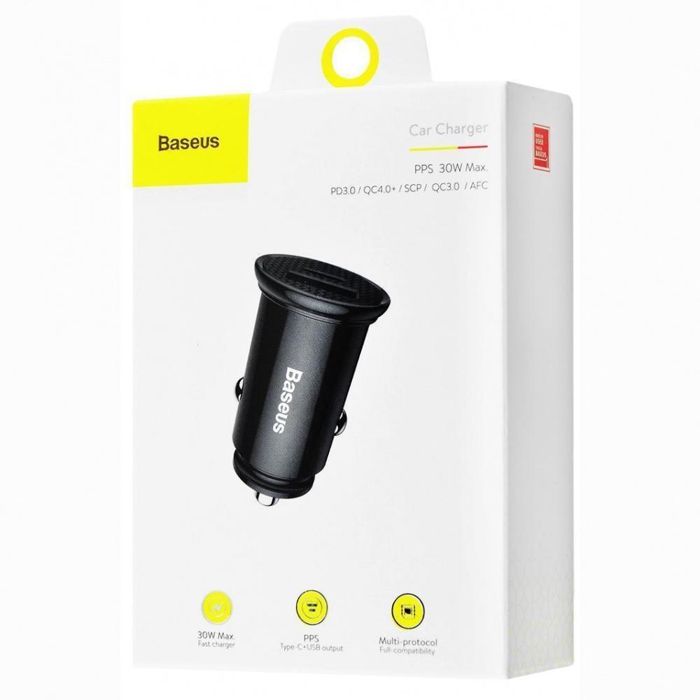 Зарядное устройство автомобильное BASEUS Circular Plastic PD3.0 QC 4.0/30 W USB/Type-C Black (21745) - фото 2