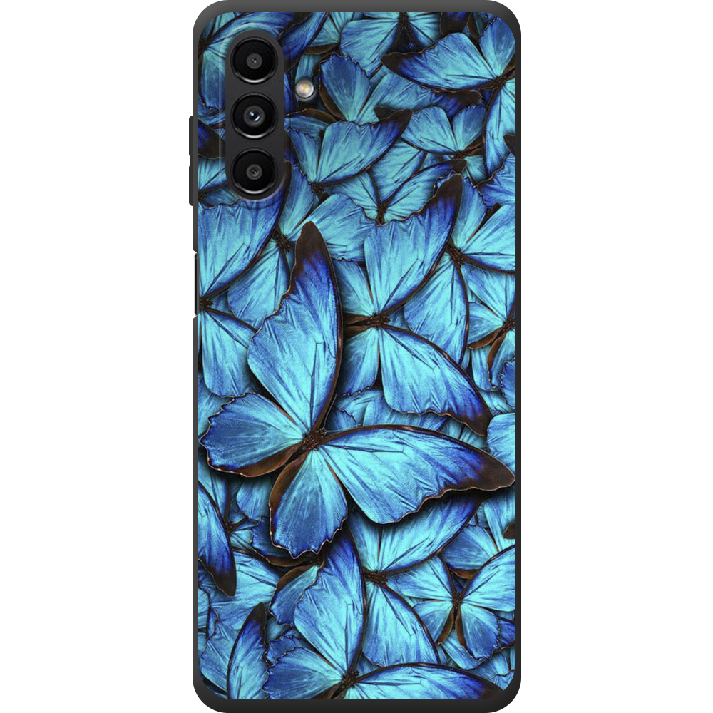 Чохол BoxFace Samsung Galaxy A13 (A136) Лазурні Метелики Чорний силікон (44113-up1550-44166)