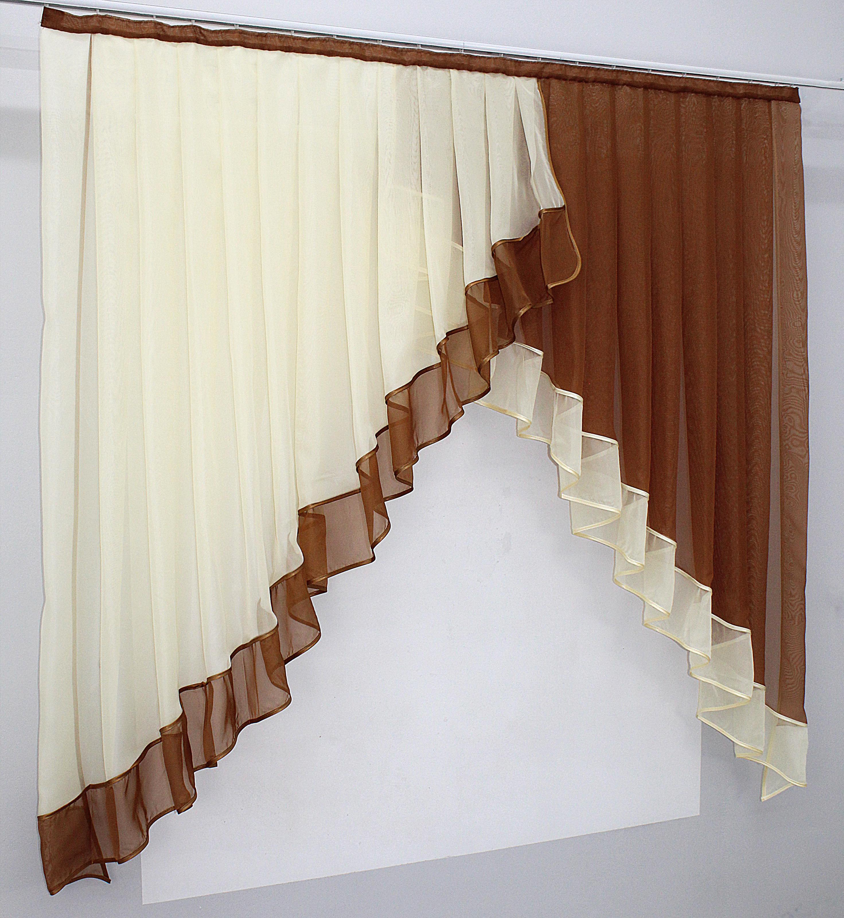 Фіранка кухонна VR-Textil № 023к 150х150 см Коричневий/Бежевий (50-950) - фото 2 Фіранка кухонна VR-Textil № 023к 150х150 см Коричневий/Бежевий (50-950) - фото 2