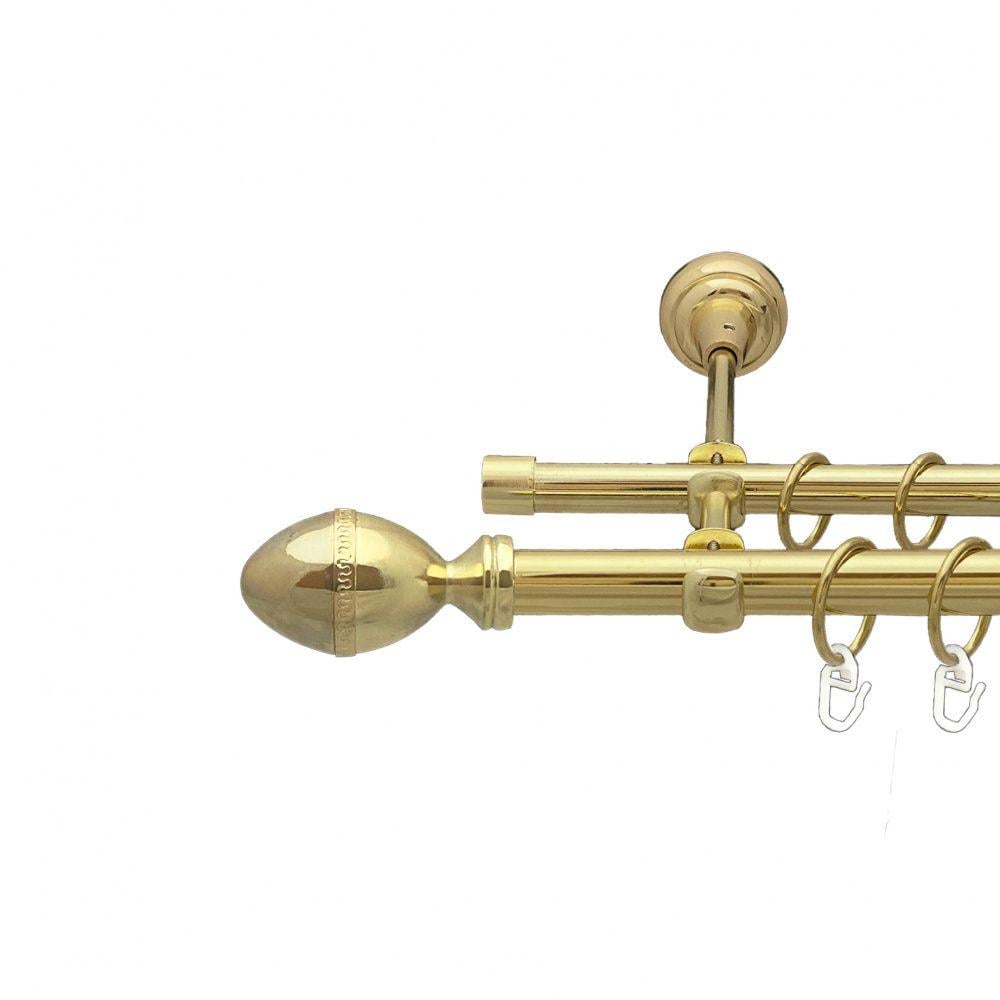 Карниз металлический Orvit Фарже двухрядный открытый/гладкая труба/кольцо металлическое Золото 19/16 мм 160 см (00-00013054)