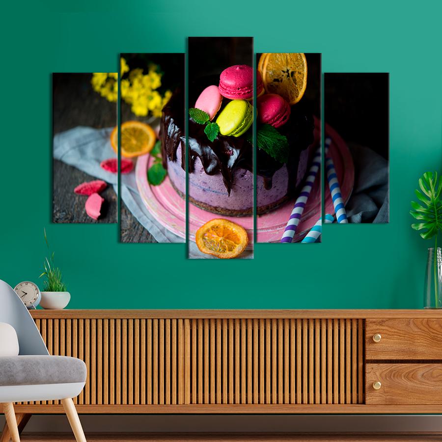 Настенний декор Чизкейк с декором из макарунов и апельсиновых чипсов 137x85 см (A377-5)