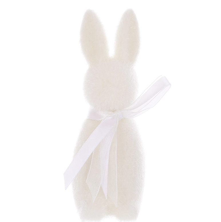 Фигурка пластиковая Кролик с бантом флок 15 см (42100)