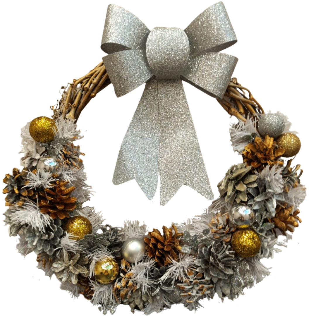 Венок новогодний Le maison de Garny бант d300 Cеребристый