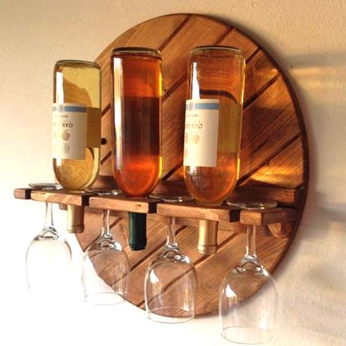 Полка для вина настенная из дерева Оритона Терракот (ПНК-020332)