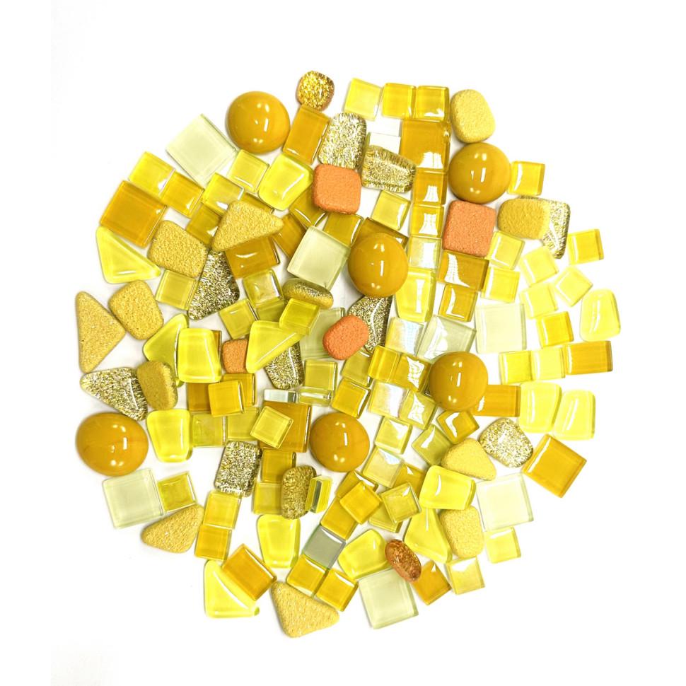 Набор стеклянных камешков для мозаики 200 г 150-180 шт. Желтый (RN-250-N-1349)