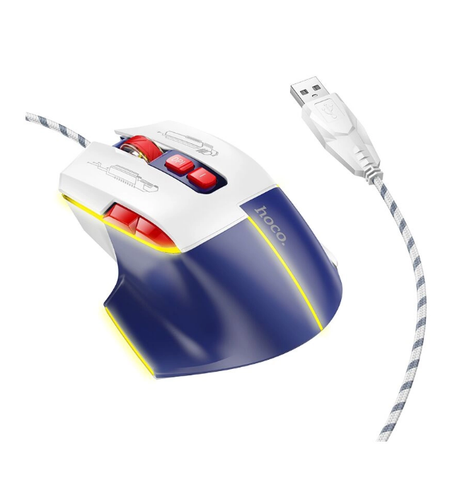 Компьютерная мышка Hoco GM31 Overlord luminous gaming wired mouse Бело-синий (2657888852)