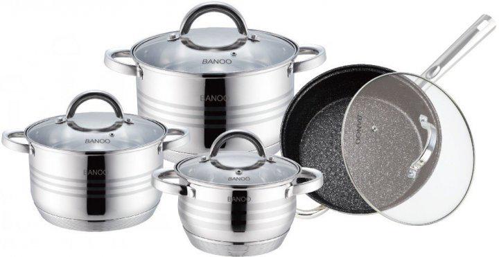 Набор кастрюль Banoo BN-5004 с толстым дном 8 пр.
