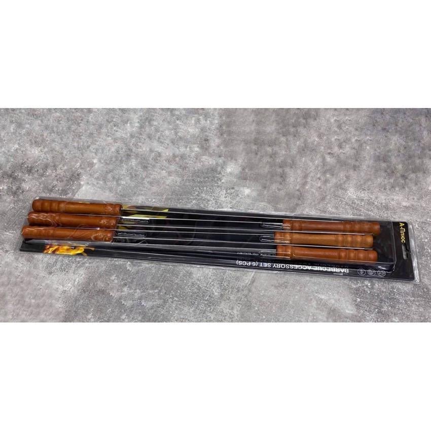 Набір шампурів A-PLUS 1845 з дерев'яною ручкою 60 см 6 шт. (1808755821)