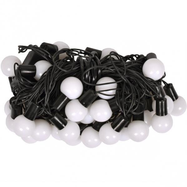 Гирлянда цепь светодиодная классическая 7 м 50 LED черный шнур шарики Красный