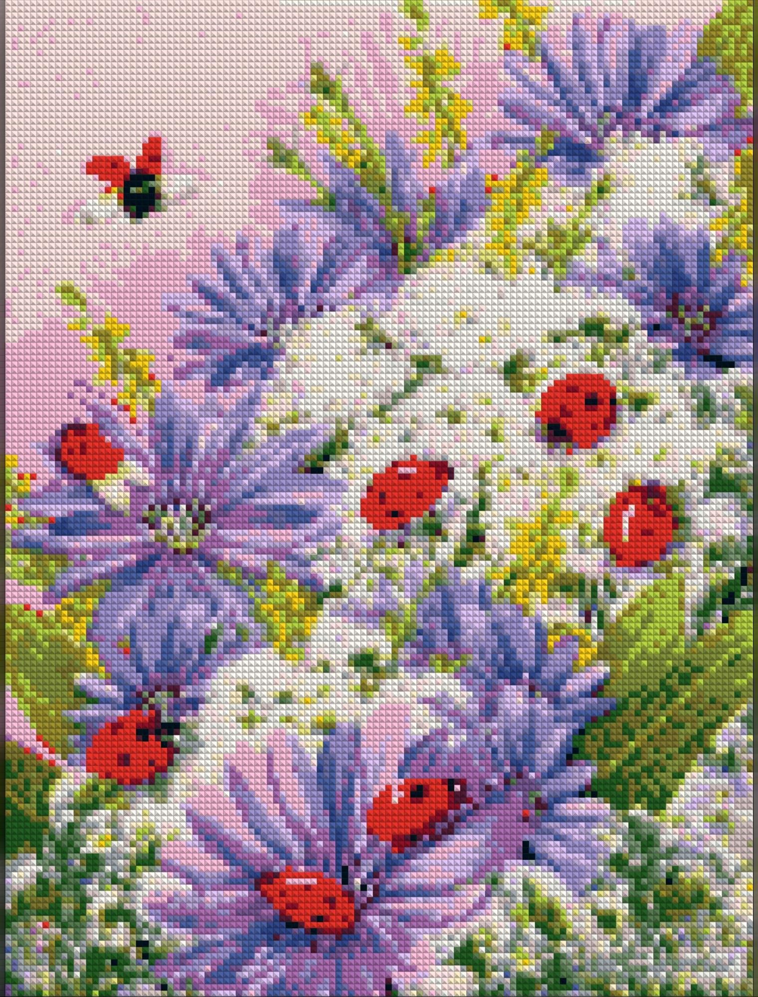 Алмазная мозаика The Wortex Diamonds Божьи коровки на цветах 40x50 см (TWD10052L)
