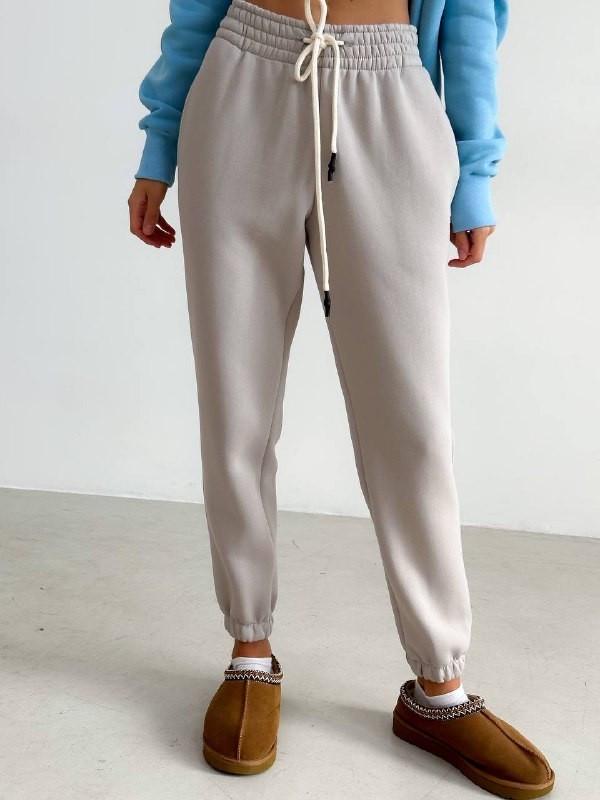 Джогеры женские ZF Inspire 1556-Ф однотонные на флисе SM Светло-серый (1556-Ф-Ср-SM)