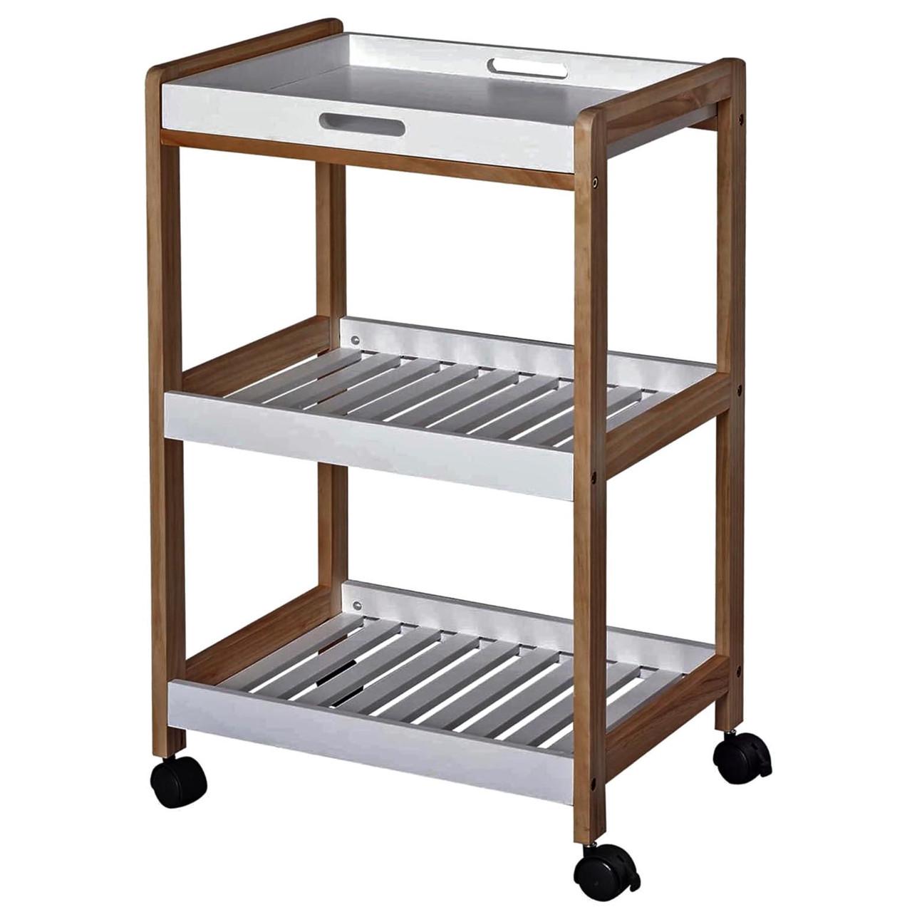 Этажерка для ванной из дерева на колесиках Тавейра Корица/Зефир (АБТ-00793320)