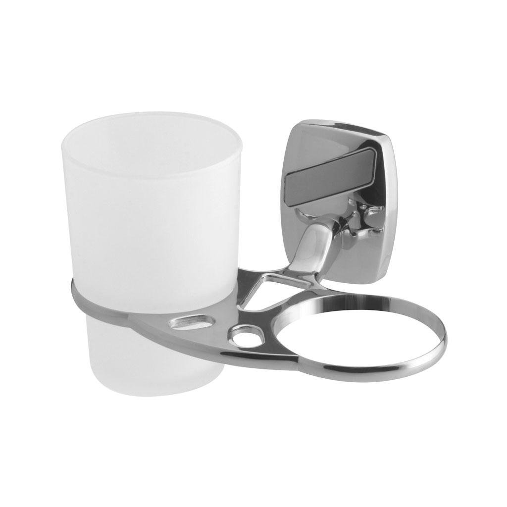 Стакан для зубних щіток Bisk OREGON подвійний загартоване скло 9,5х15,5 см Білий (79708)