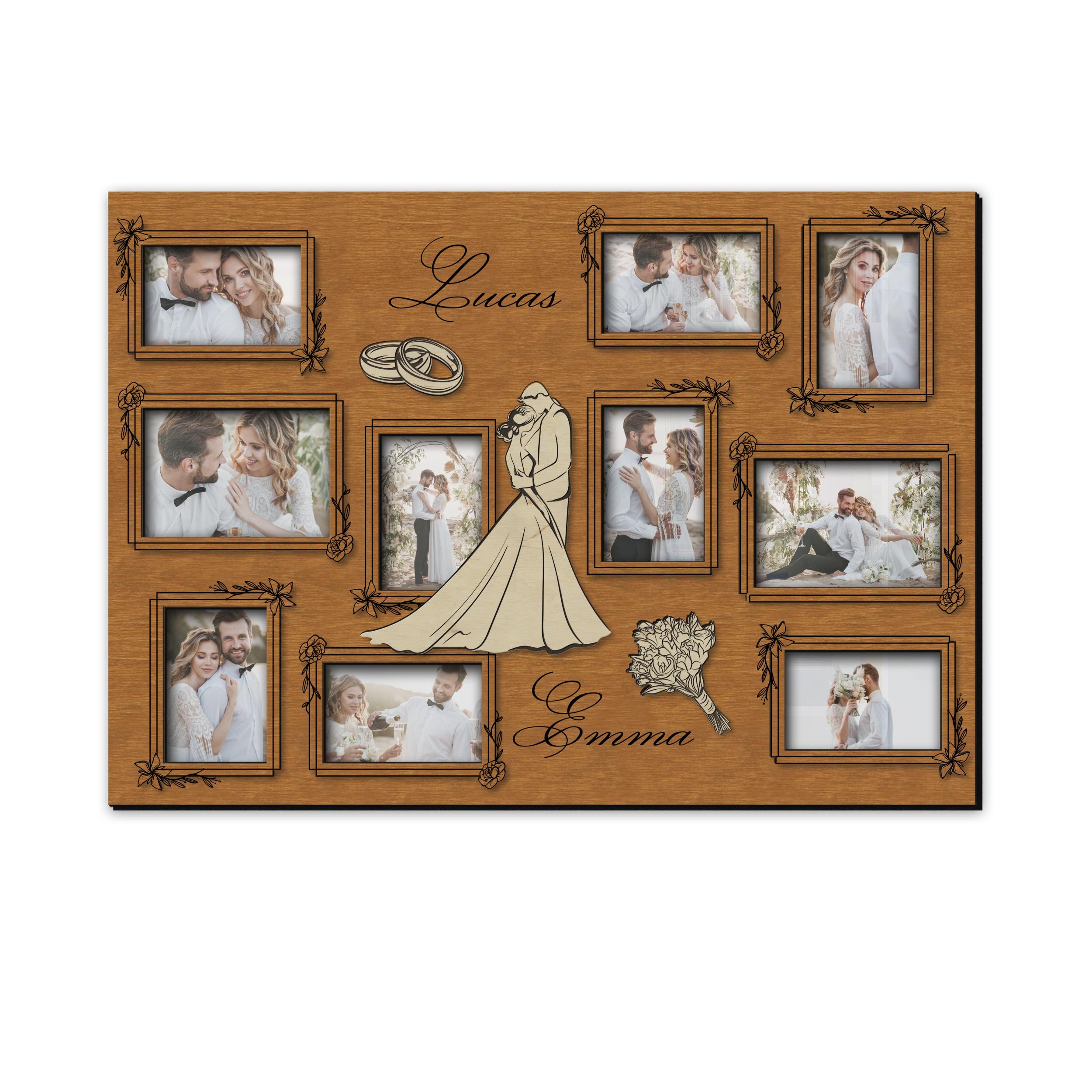 Фоторамка-колаж The Frame Depot весільна з іменами молодят на 10 фото Світло-коричневий (wedding_collage-1) - фото 1 Фоторамка-колаж The Frame Depot весільна з іменами молодят на 10 фото Світло-коричневий (wedding_collage-1) - фото 1