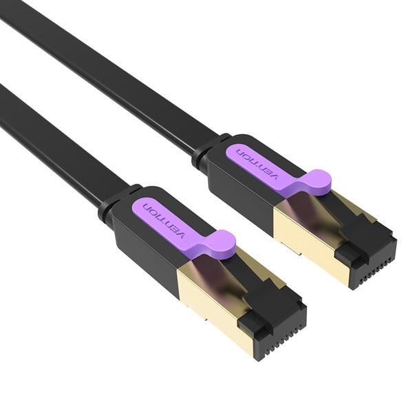 Мережевий кабель Vention Ethernet RJ45 САТ 7 патч-корд плоский 3 м Black (ICABI) - фото 2