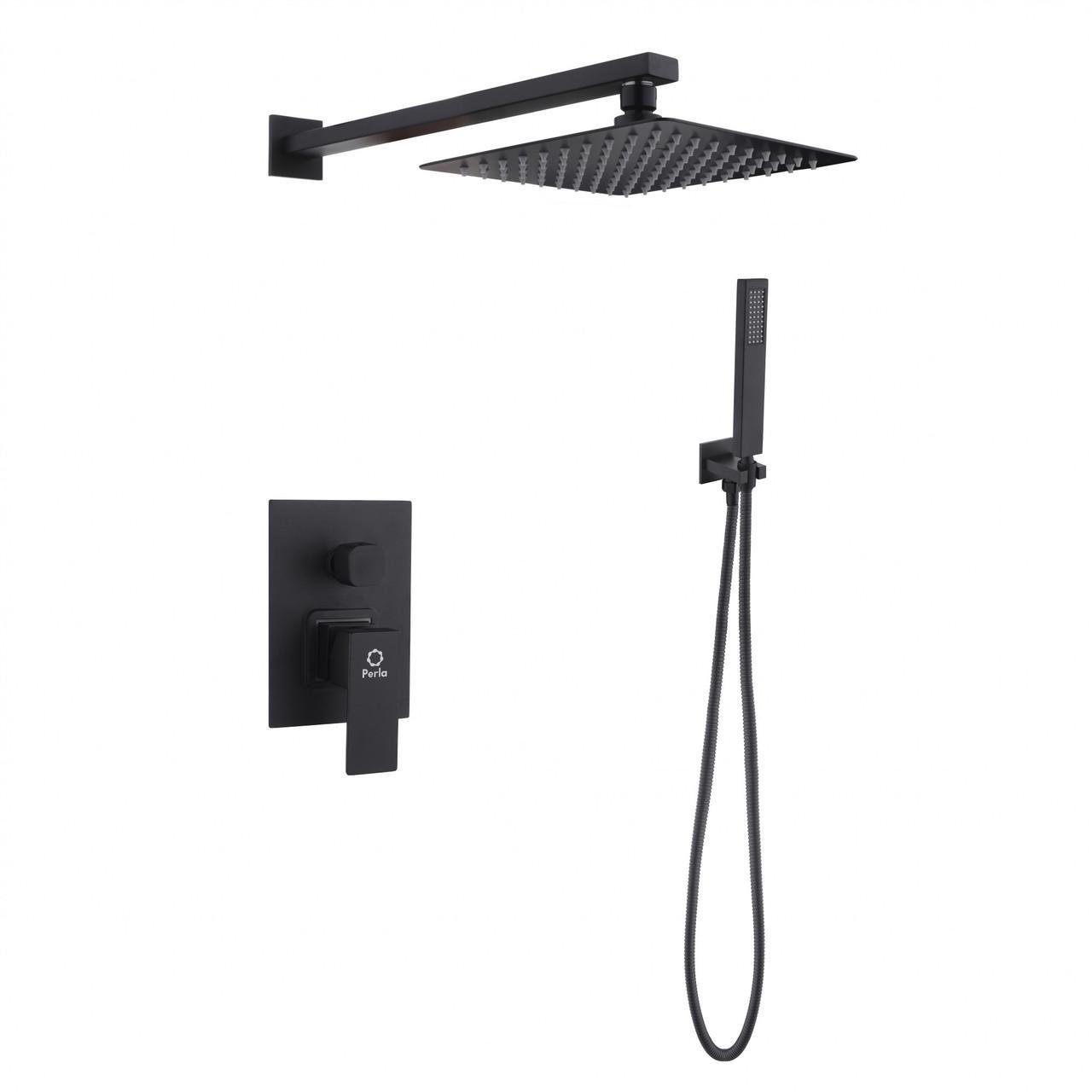 Змішувач для душу Perla SMART PSS7755B вбудований квадрат/2 режима Чорний (2529486170)