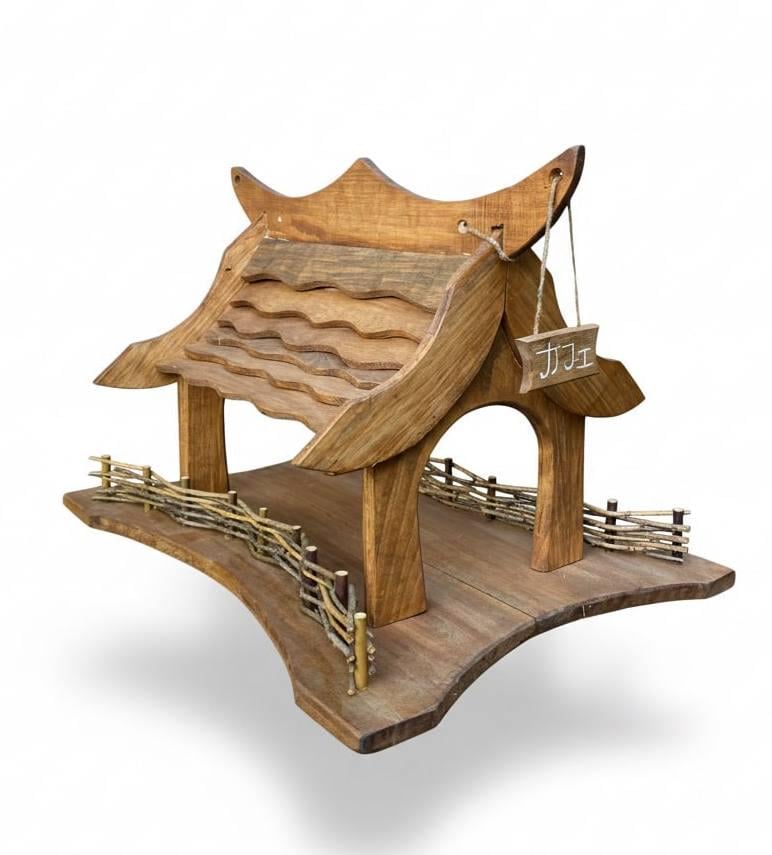 Кормушка для птиц Японский дворик дерево ручная работа (0220)