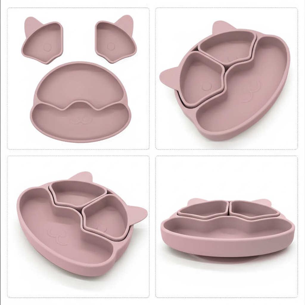 Набор детской посуды на присосках силиконовый Розовый (22391397) - фото 2 Набор детской посуды на присосках силиконовый Розовый (22391397) - фото 2