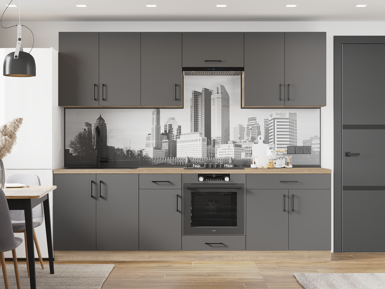 Комплект кухні К-6 Еверест Оптіма зі стільницею 2,6 м Графітовий (ЕК-25026) - фото 5