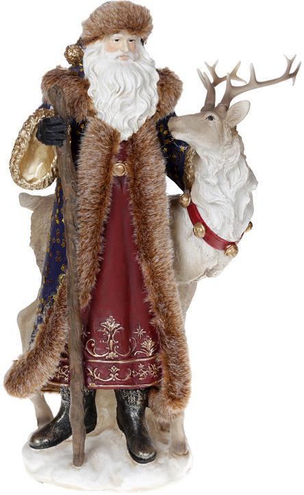 Статуетка декоративна Санта з Оленем 38,5 см Синій з червоним Статуетка декоративна Санта з Оленем 38,5 см Синій з червоним