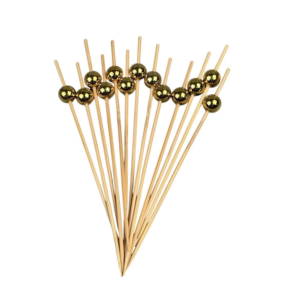 Набор шпажек бамбуковых One Chef с золотыми бусинами 120 мм 100 шт. (33551161)