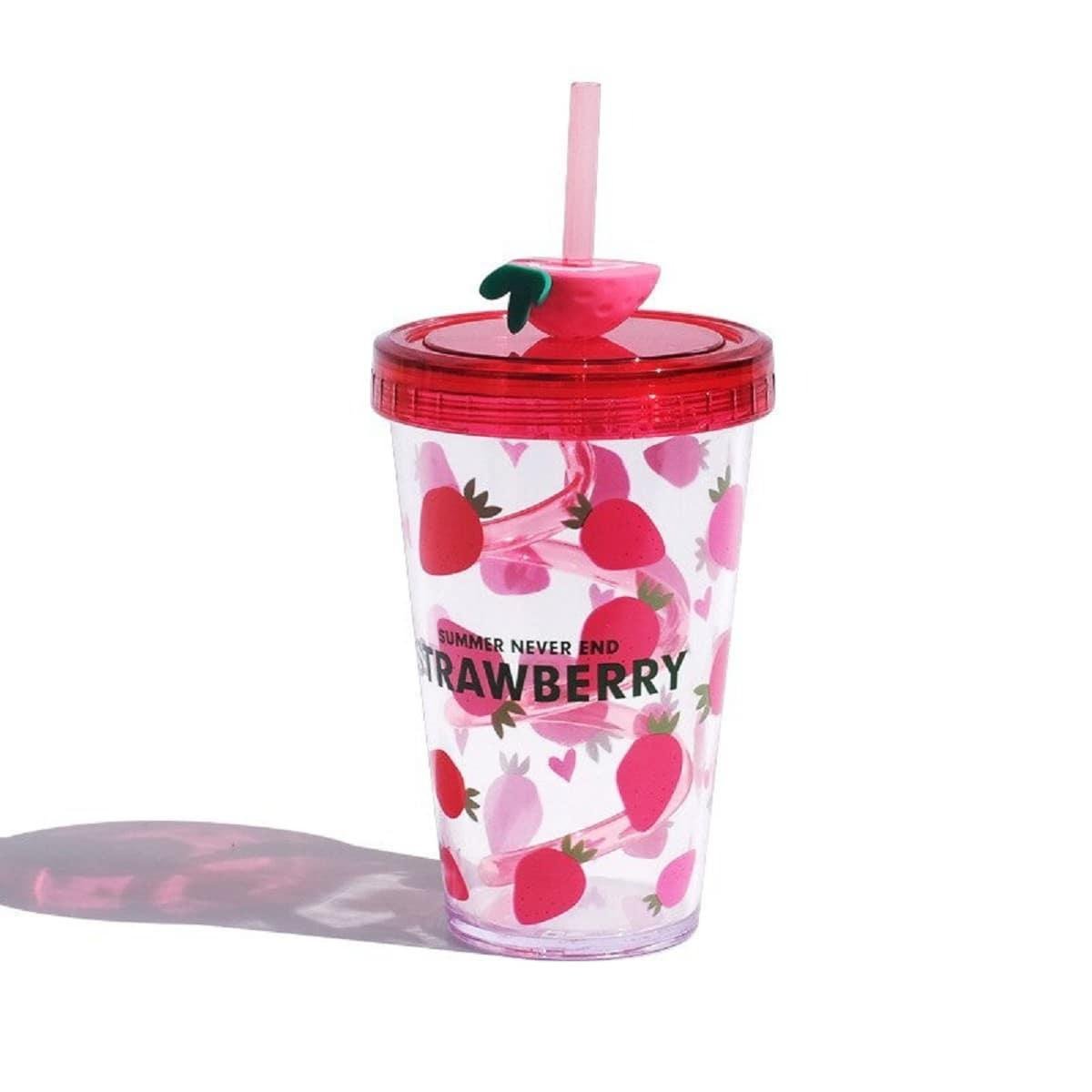 Тамблер-стакан Полуниця акрилова з трубочкою 380 мл (69-953)