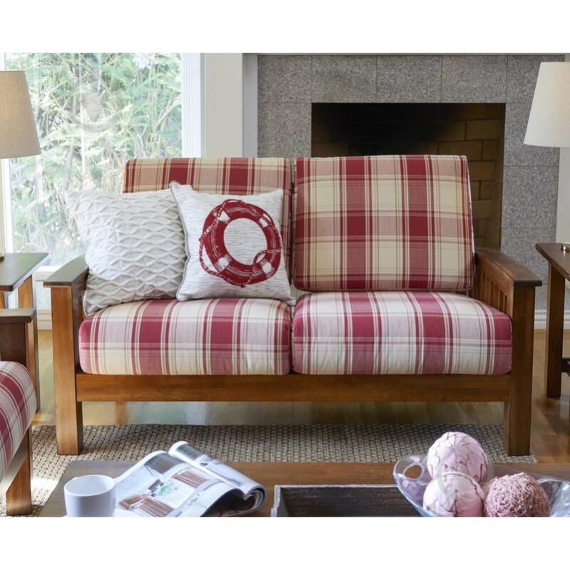 Диван мягкий деревянный JecksonLoft Престон Красная клетка 120 см 0207