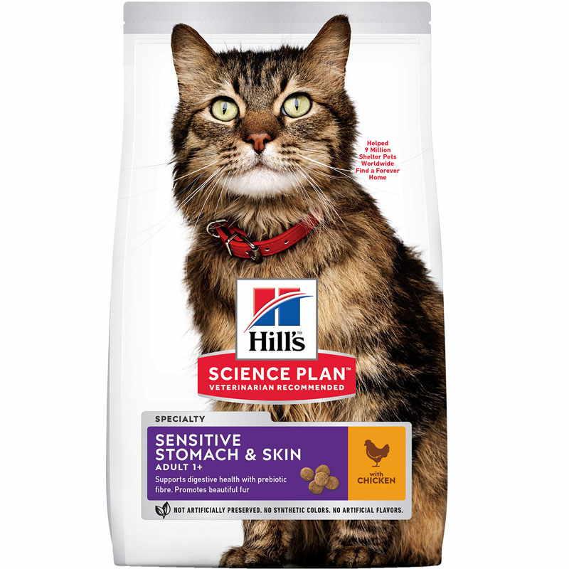 Корм сухой для котов с чувствительным желудком Hill's Science Plan Sensitive Stomach&Skin с курицей 300 г (604074)