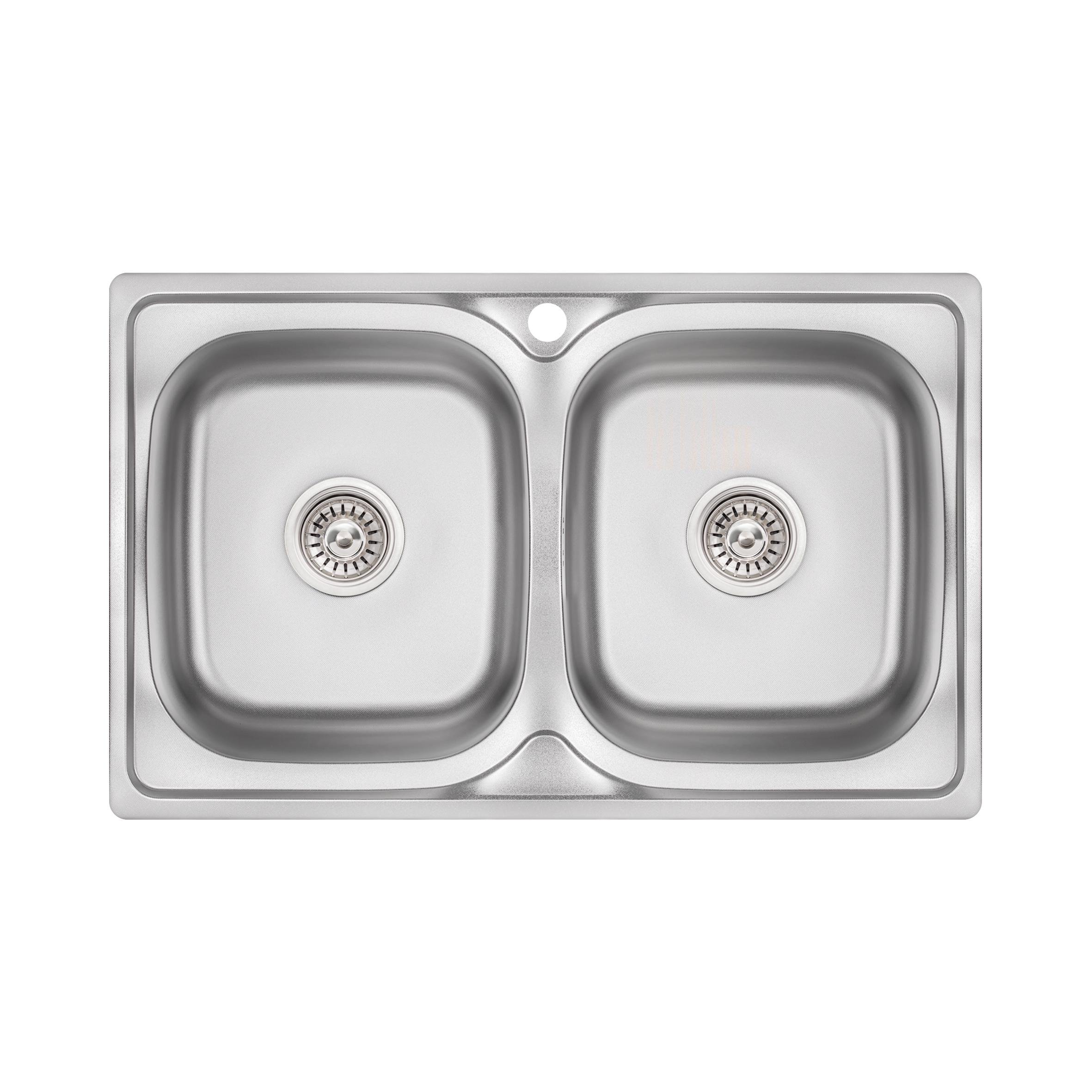 Кухонна мийка з двома чашами Lidz 7948 Micro Decor 0,8 мм (LIDZ7948MDEC08)