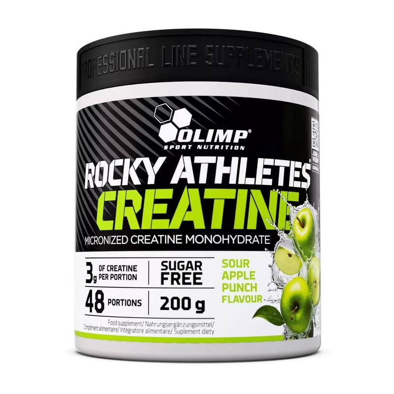 Креатин моногидрат мікронізований с магнієм і B6 Olimp Rocky Athletes Creatine 200 г Кислий яблучний пунш