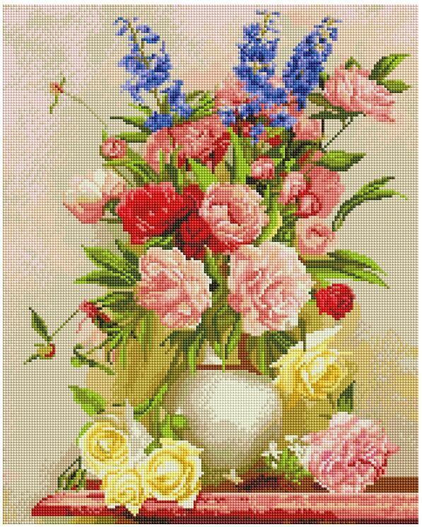 Алмазная мозаика на подрамнике ColorArt Красивый букет в вазе 40х50 (SP090)
