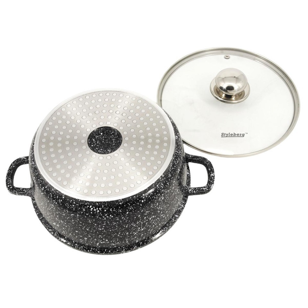 Кастрюля-котел Styleberg ST-3019 1,6 л с антипригарным гранитным покрытием и стеклянной крышкой 18 см (ML-05235) - фото 2