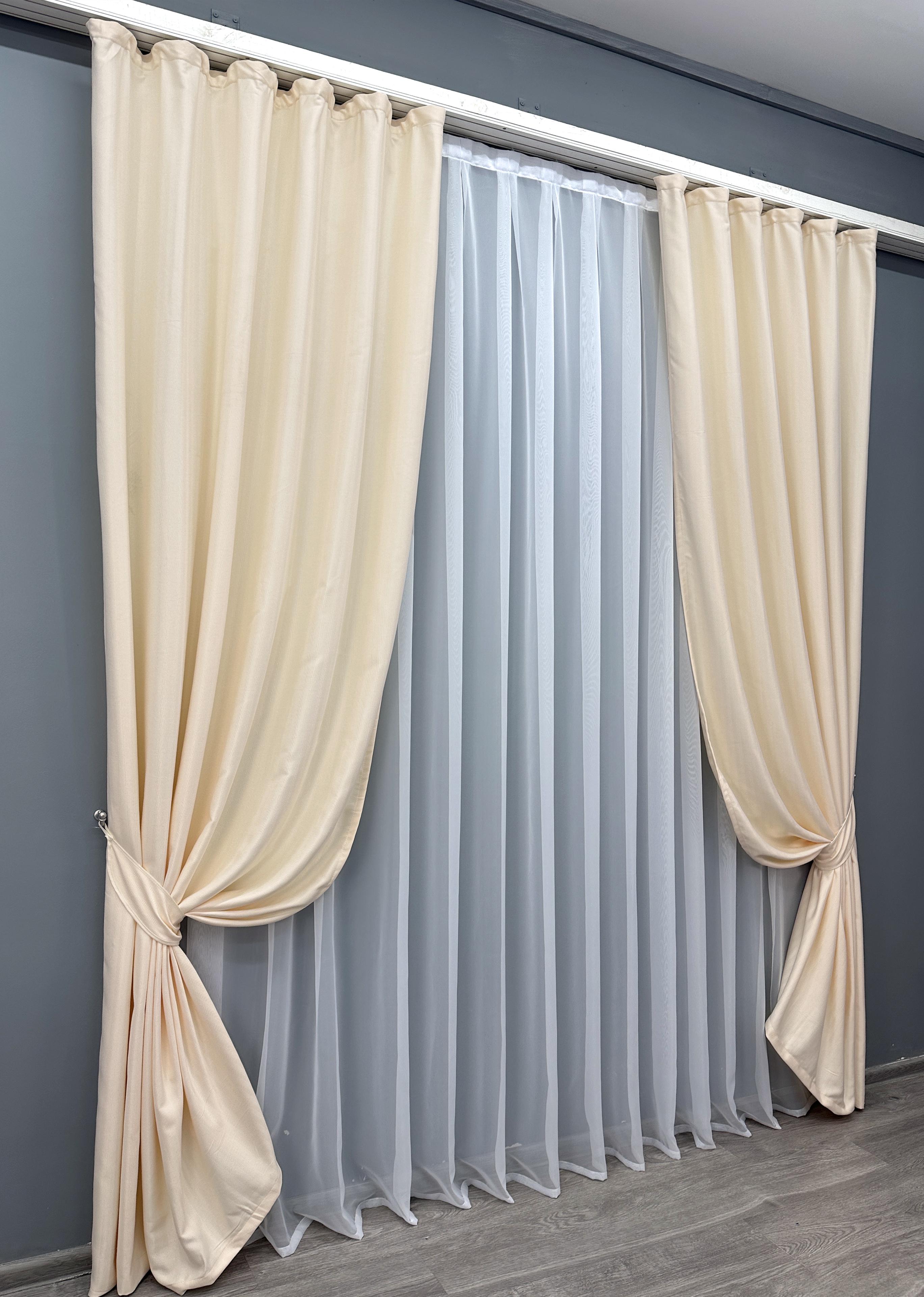 Комплект штор VR-Textil № 1735ш жаккард 150х270 см 2 шт. Кремовый (33-0703) - фото 2