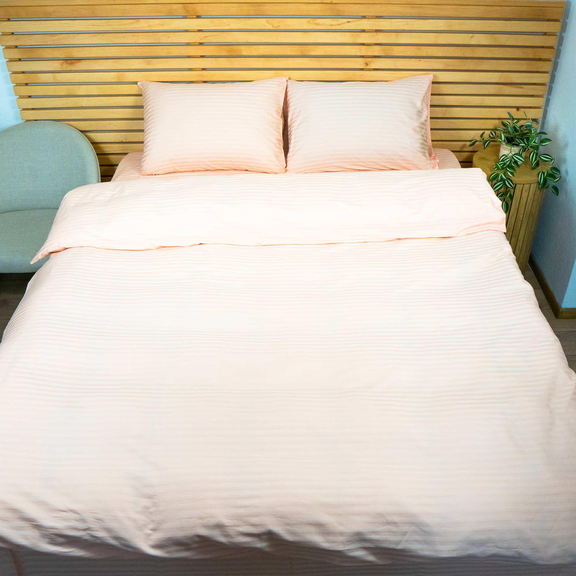 Наволочка YouStar 125 г/м2 страйп сатин 70х70 см 1 шт. Персиковый (nav-sst-70x70-persik) - фото 2