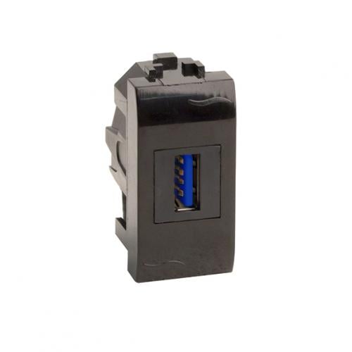 Розетка ДКС Brava USB 2,1А 5В 1 модуль Черный (77300N)