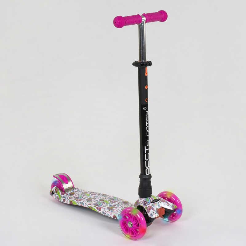 Самокат трехколесный Maxi Best Scooter пластмассовый трубка руля алюминиевая Pink/White/Black (83270)
