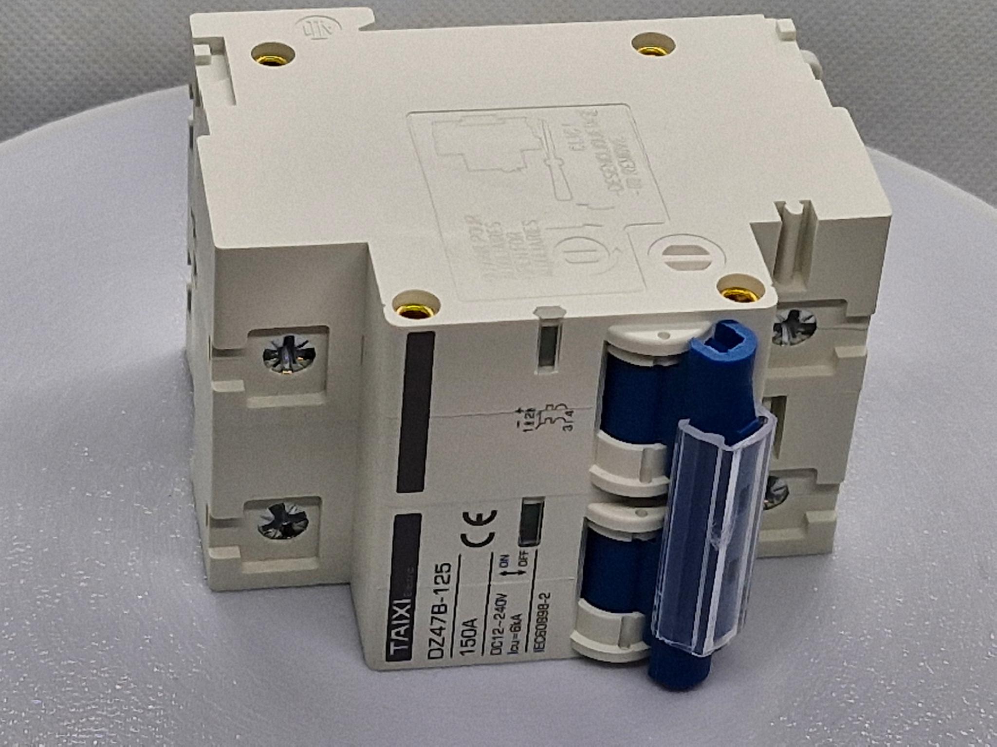 Выключатель постоянного тока автоматический TAIXI DC 150 А двухполюсный от 12 до 240 В DC 150A 2P PV 6Ka DIN АКБ DZ47B-125 (95240730) - фото 7