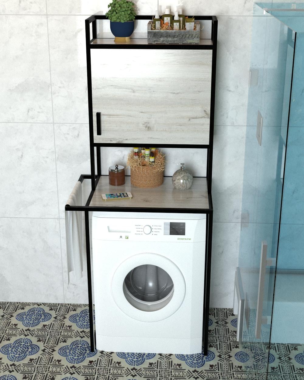 Тумба над стиральной машинкой EcoLoft Салина в стиле лофт (DSP-1309-2)