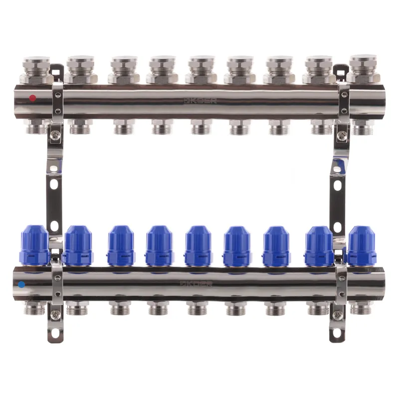 Коллекторный блок с термостатическими клапанами KOER KR.1100-09 1"x9 WAYS (KR2635)