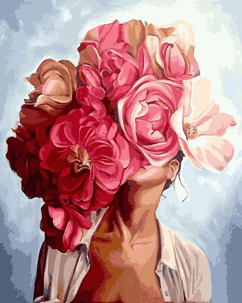 Алмазная мозаика My Art Девушка с цветком на подрамнике квадратные алмазы 40х50 см (12155196)