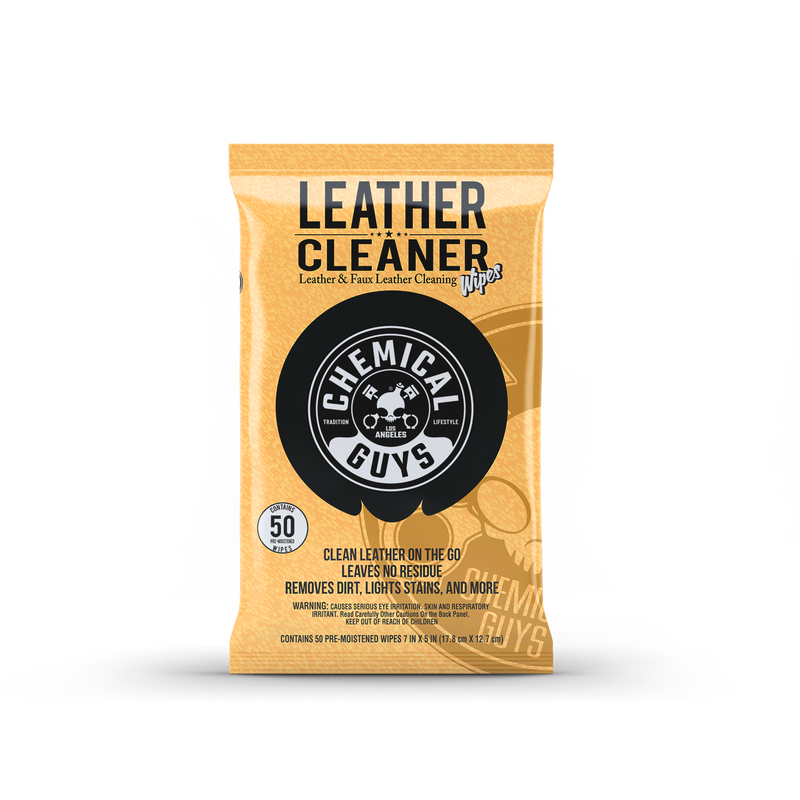 Салфетки для ухода за кожей Chemical Guys Leather Cleaner Car Cleaning Wipes for Leather Vinyl and Faux Leather 50 шт.