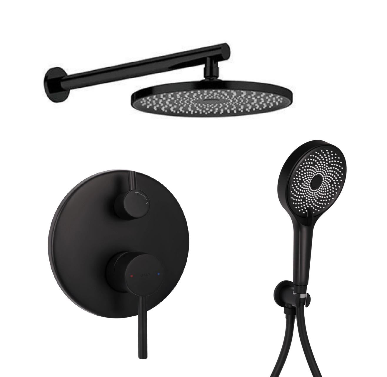 Душевая система встроенная Qtap Scorpio с тропическим и ручным душем Черный (45897)