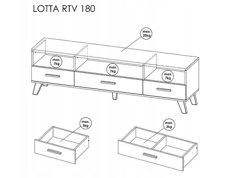 Тумба под телевизор Сama Lotta 180 3S3K из ламинированной ДСП Дуб вотан/Черный (43898) - фото 6