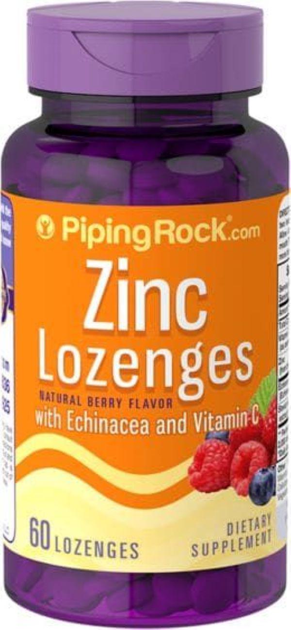 Цинк з ехінацеєю і вітамін C Piping Rock Zinc with Echinacea C Natural Berry 60 lozenges