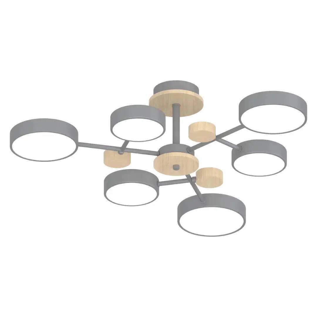 LED-люстра потолочная Valeso V-XI3328-6 90W Grey/Wood (28688156)