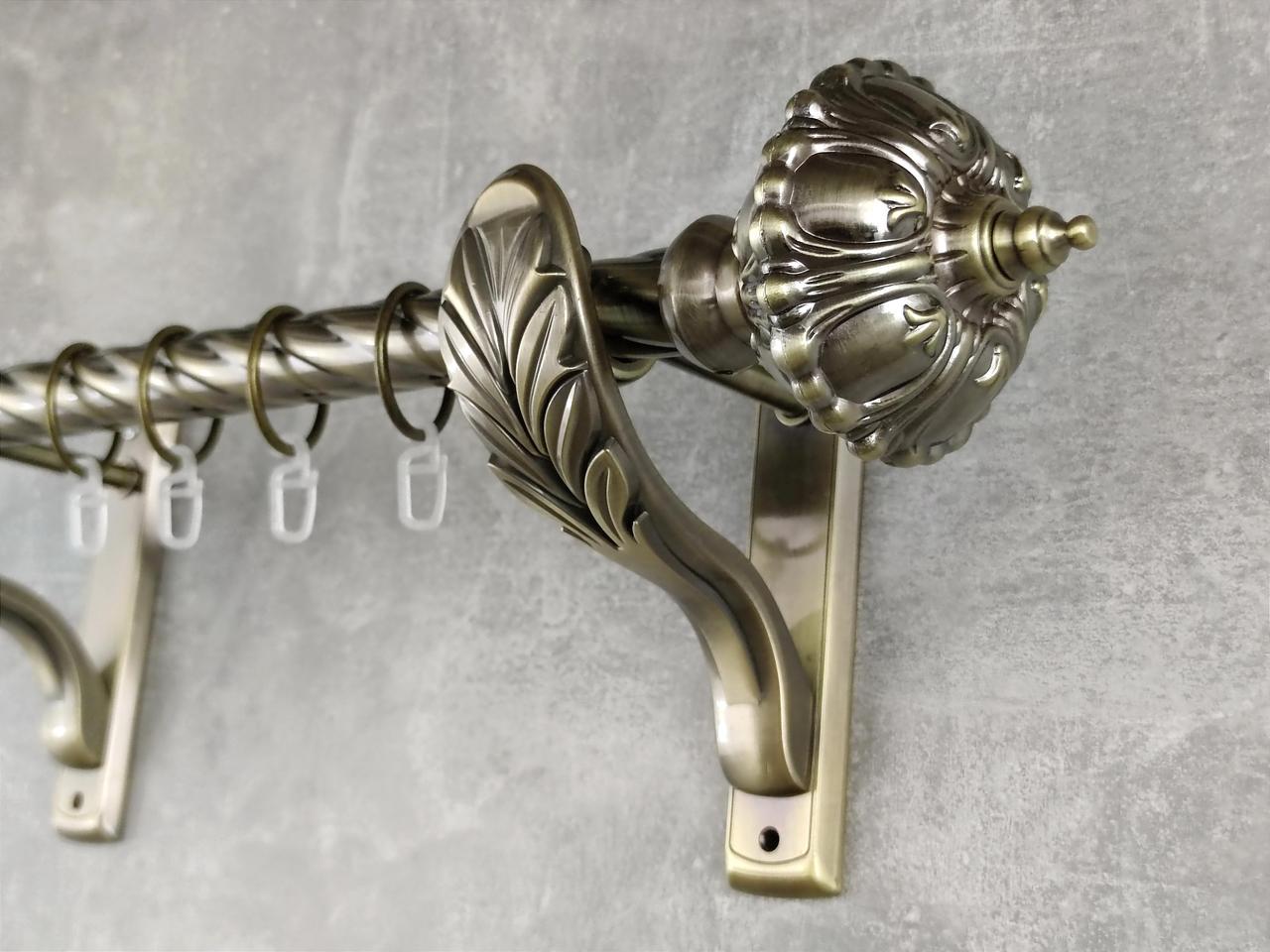 Карниз MStyle металлический для штор однорядный Шато 25 мм крученый 240 см Антик (5012467)