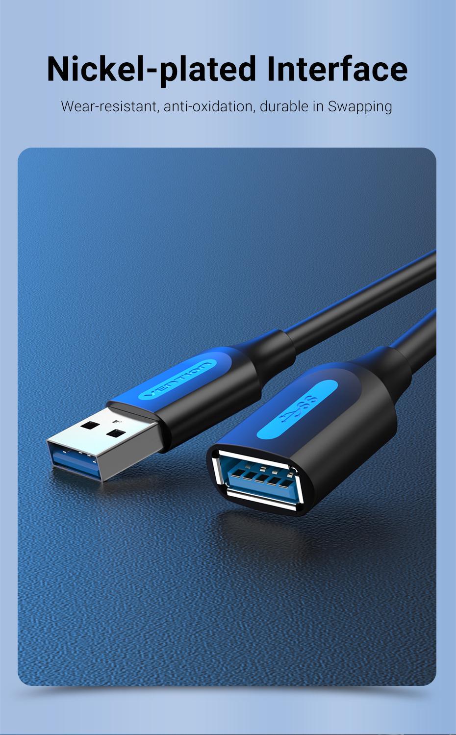 Кабель Vention USB 3.0 5 Гбіт/с USB-A папа на USB-A мама 1 м Чорний (CBHBF) - фото 12 Кабель Vention USB 3.0 5 Гбіт/с USB-A папа на USB-A мама 1 м Чорний (CBHBF) - фото 12