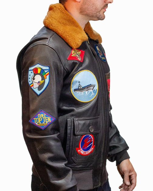 Куртка кожаная Top Gun Official Signature Series Flight Jacket 1.0 S Brown (TopGun1BRS) - фото 3