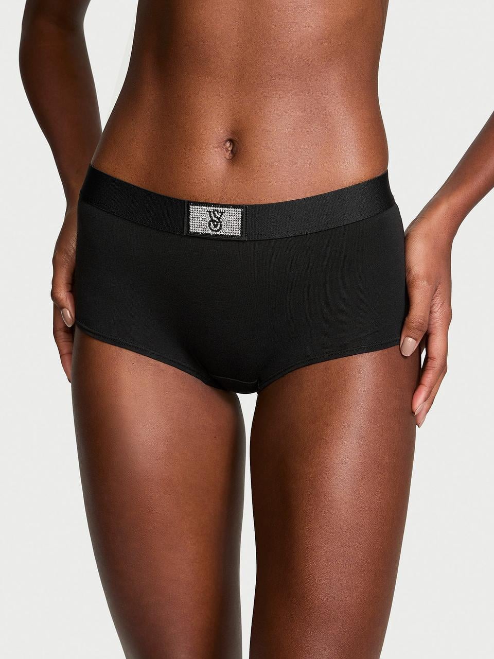 Трусики женские Victoria Secret Logo Shine Patch Shortie L Черный (2521435937)